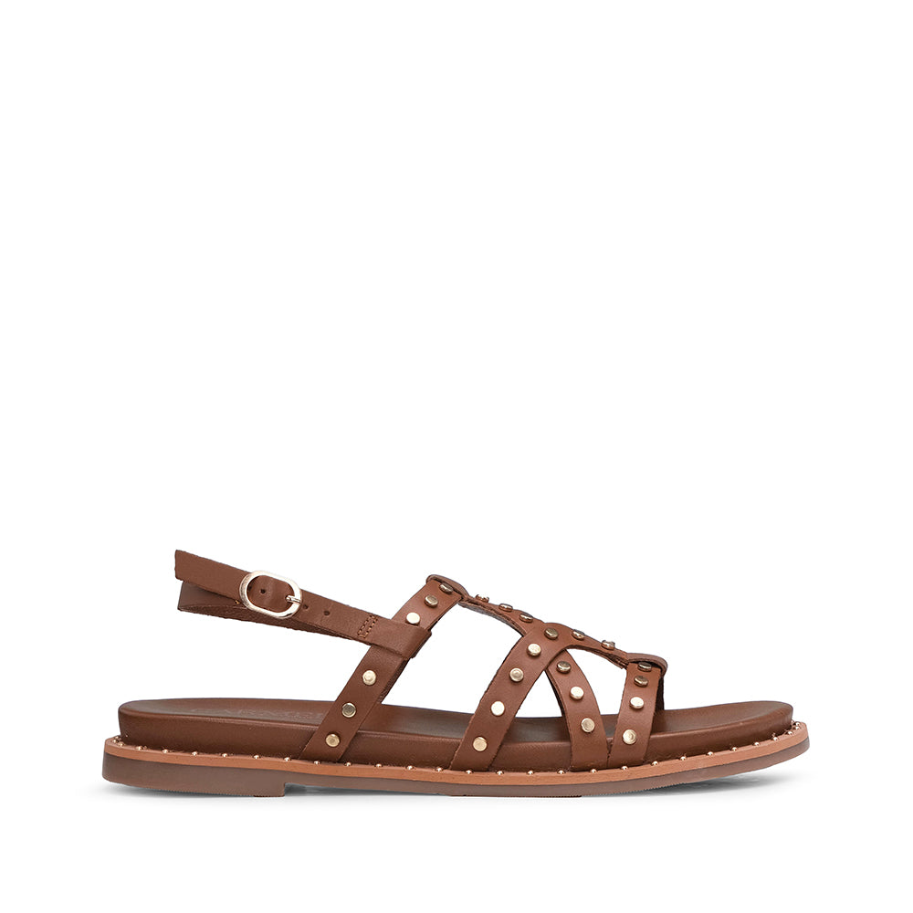 Sandália Salto Raso Mulher Camel