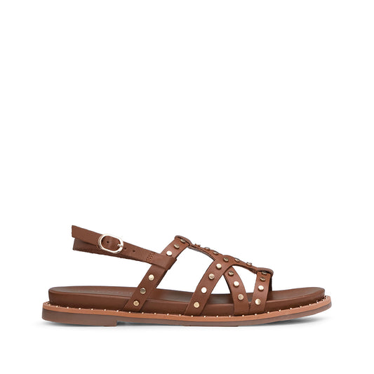 Sandália Salto Raso Mulher Camel