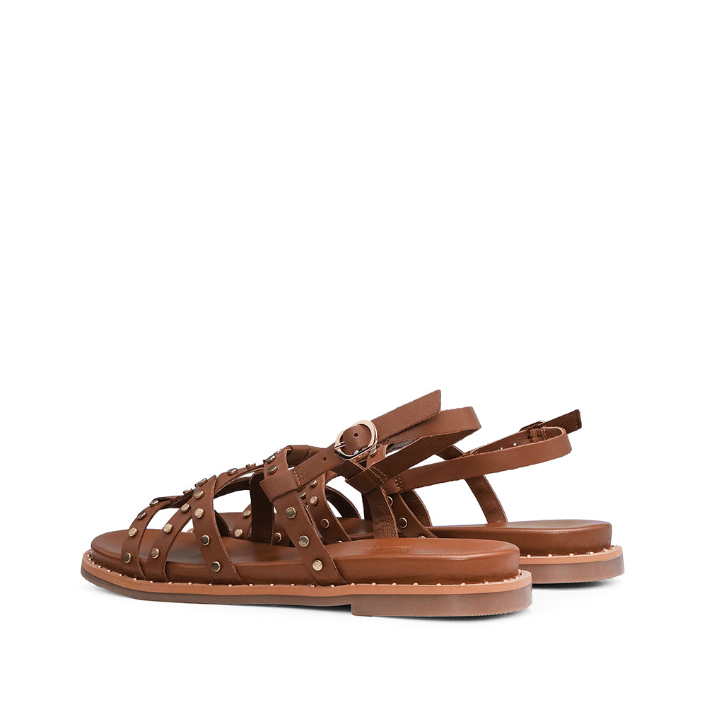 Sandália Salto Raso Mulher Camel