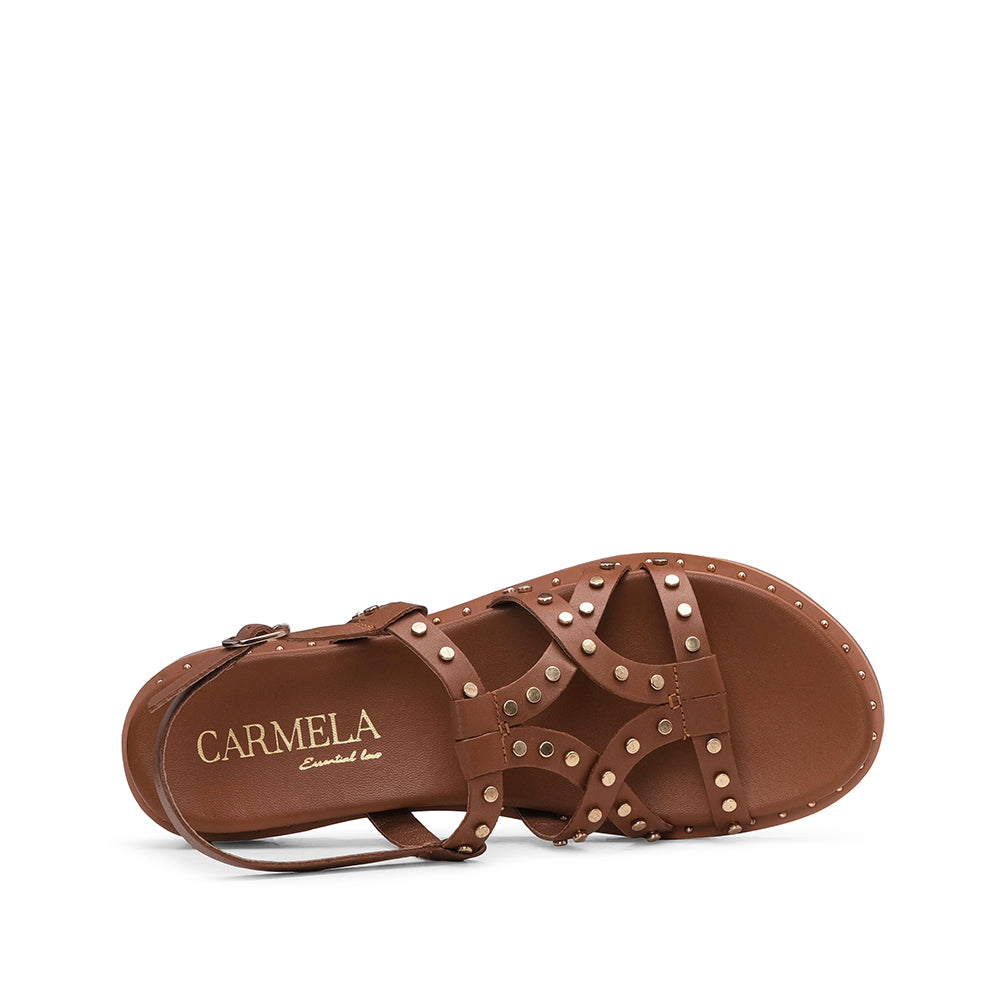 Sandália Salto Raso Mulher Camel