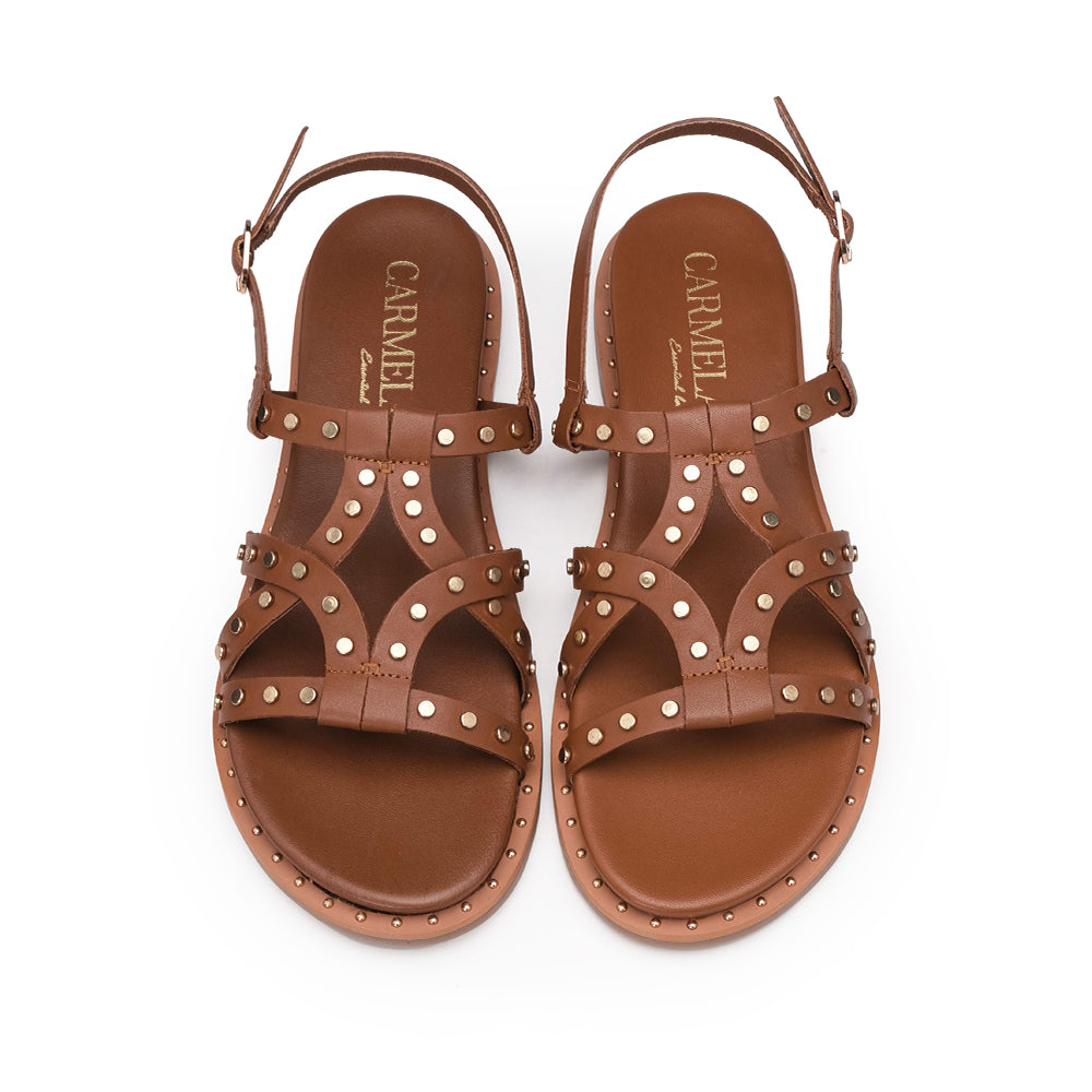 Sandália Salto Raso Mulher Camel