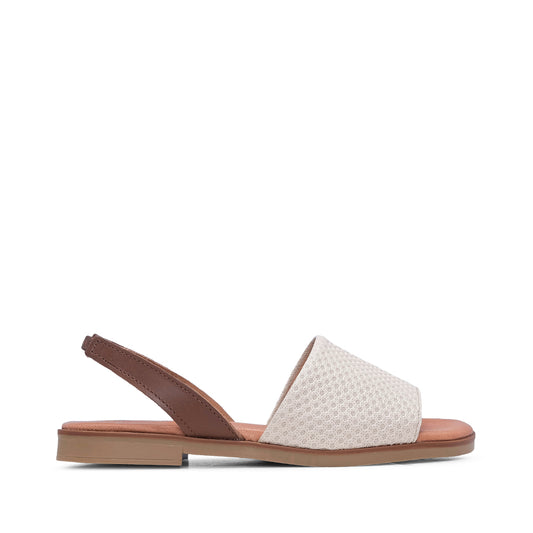 Sandália Salto Raso Mulher Gravado Taupe