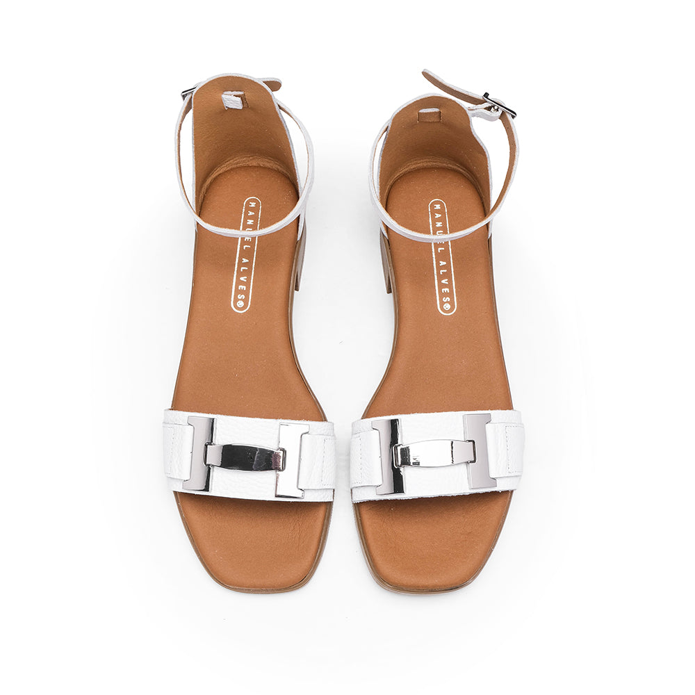 Sandália Casual Mulher Pele Branco