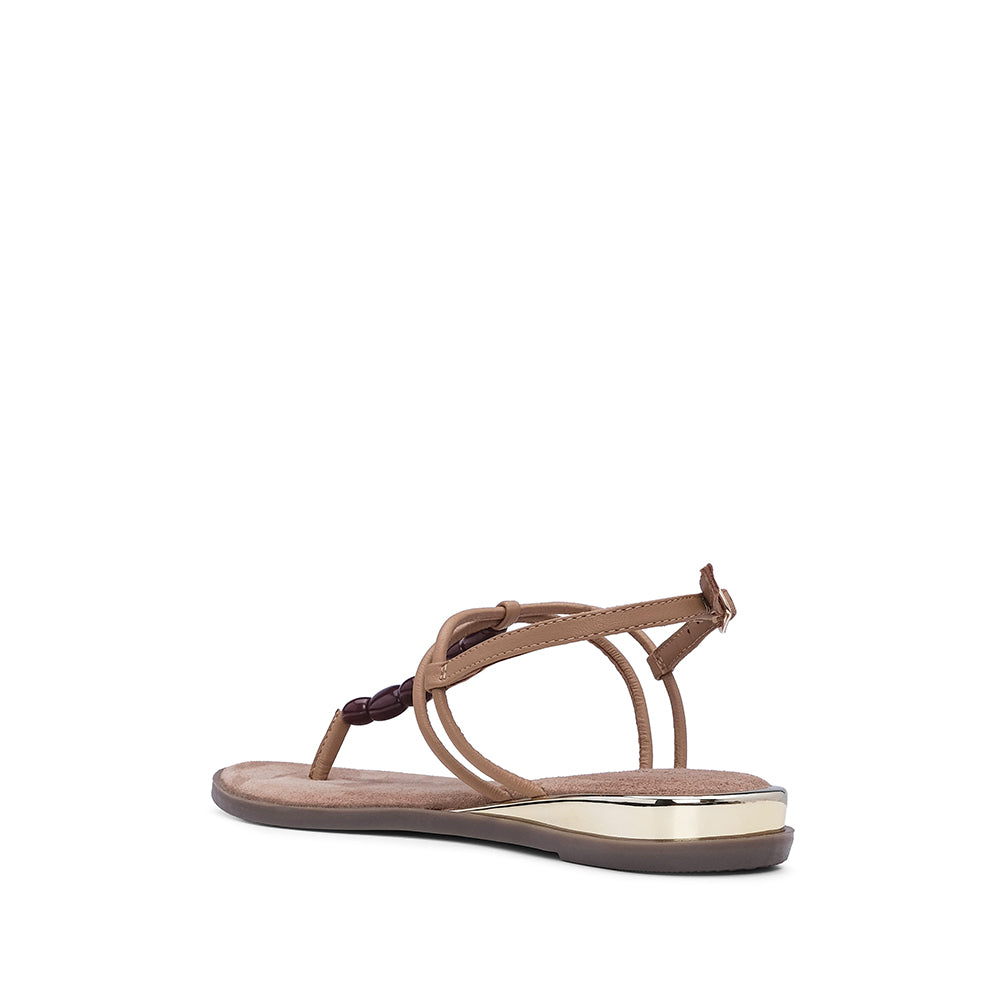 Sandália Salto Raso Mulher Camel