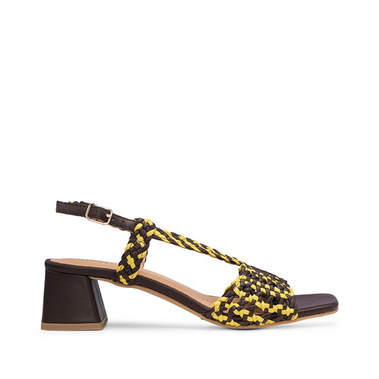 Sandália Salto Médio Mulher Amarelo