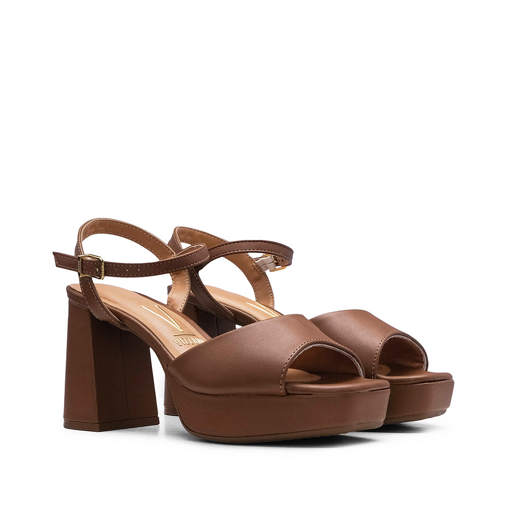 Sandália Salto Alto Mulher Camel