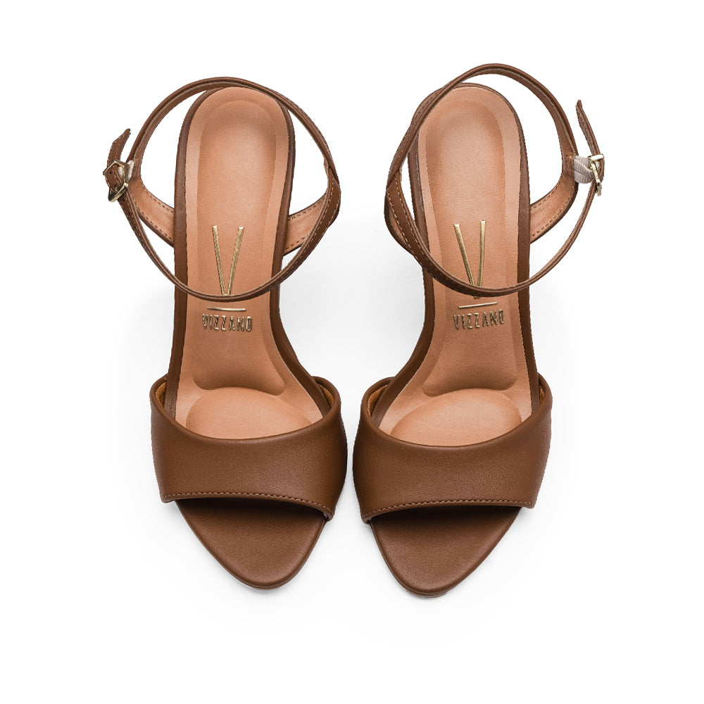Sandália Salto Alto Mulher Camel