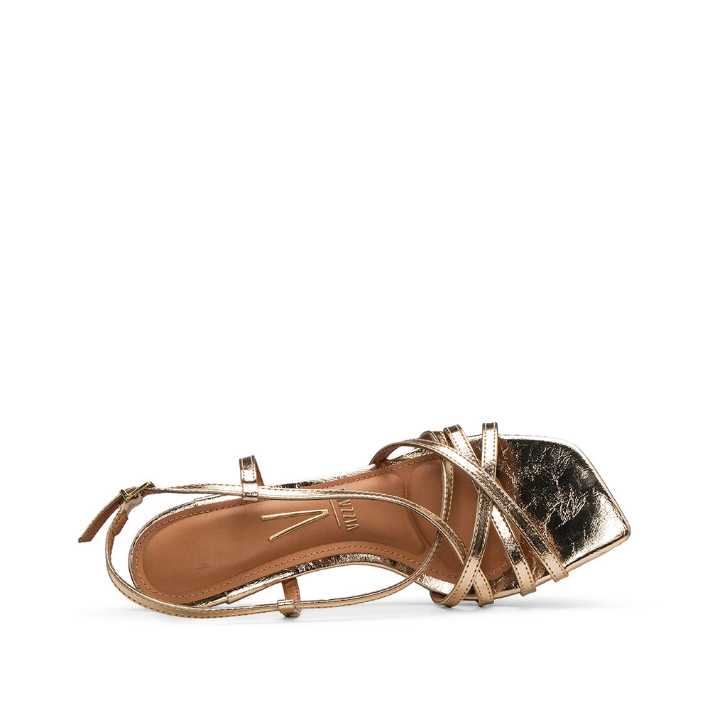 Sandália Salto Alto Mulher Metalizado Dourado