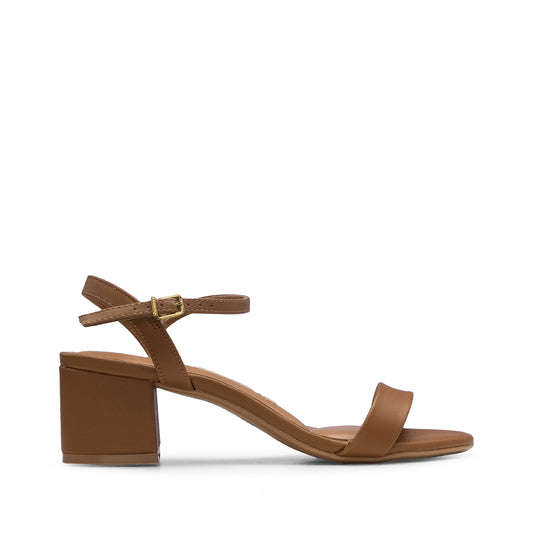 Sandália Salto Médio Mulher Camel