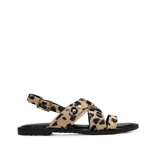 Sandália Salto Raso Mulher Leopardo