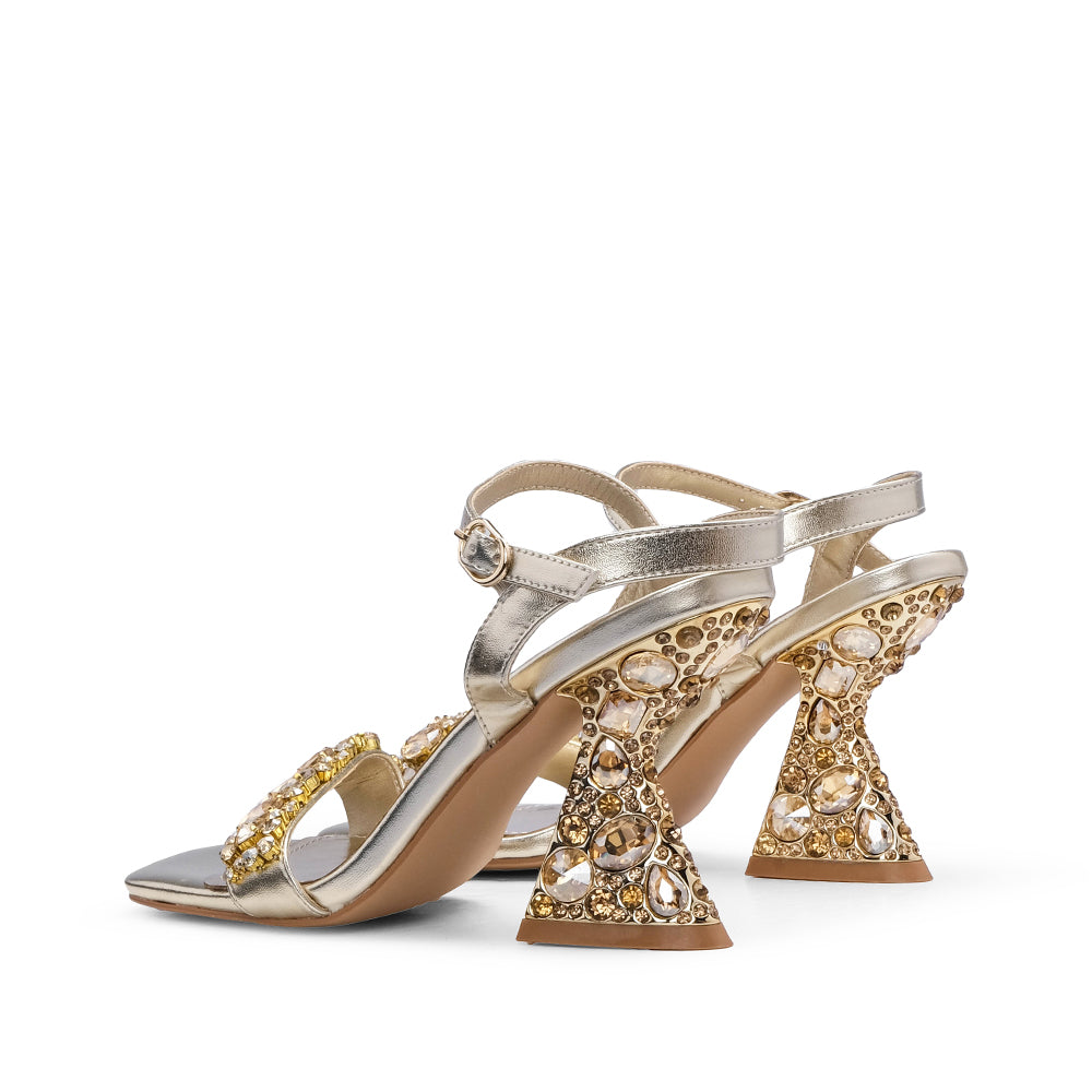 Sandália Salto Alto Mulher Dourado