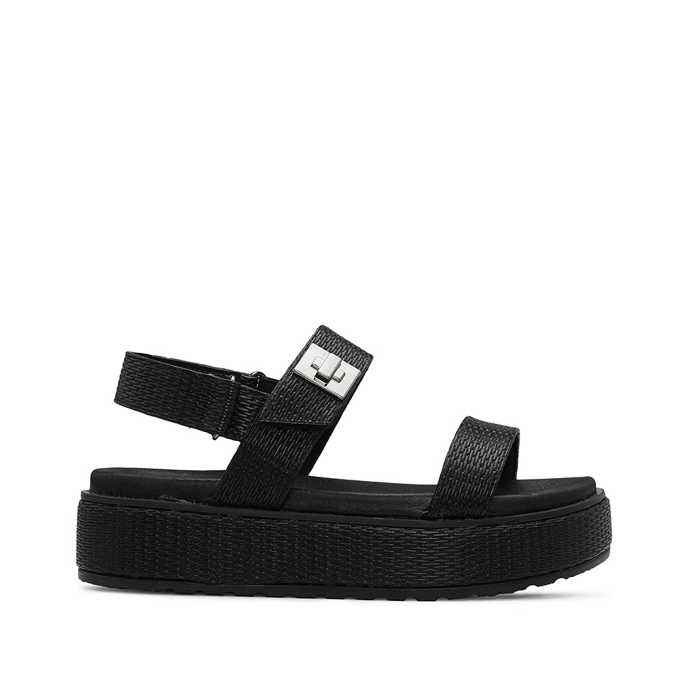 Sandália Plataforma Mulher Gravado Preto