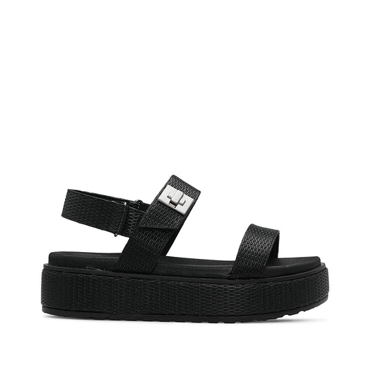 Sandália Plataforma Mulher Gravado Preto
