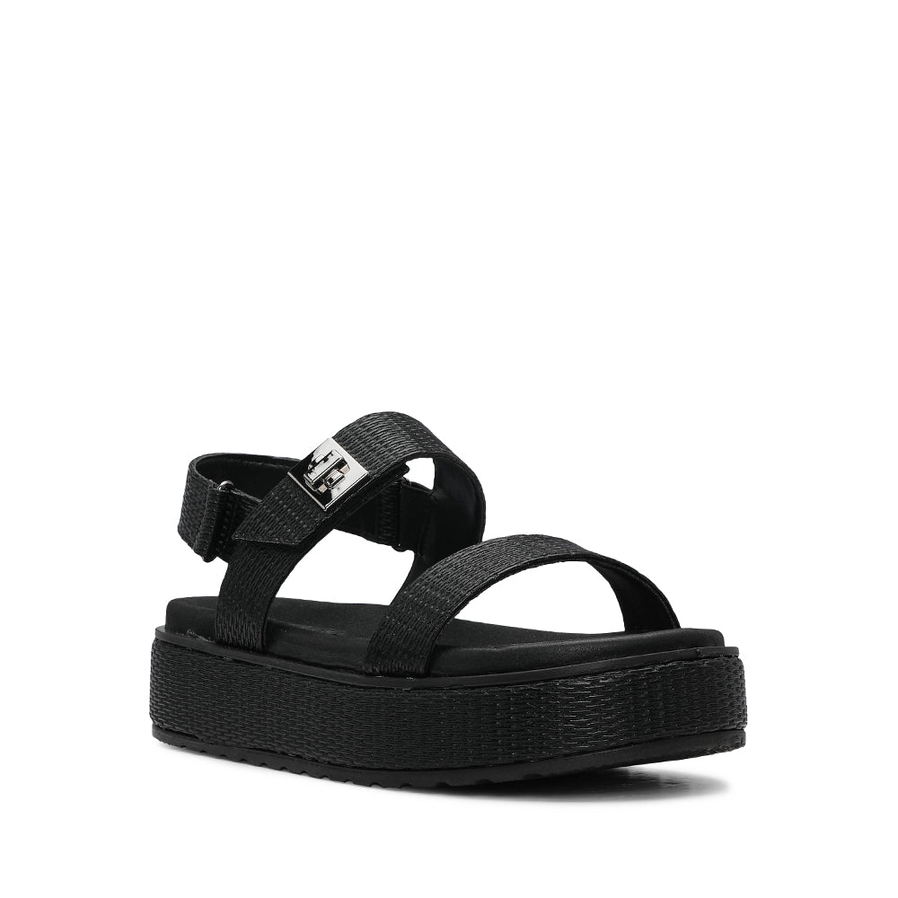 Sandália Plataforma Mulher Gravado Preto