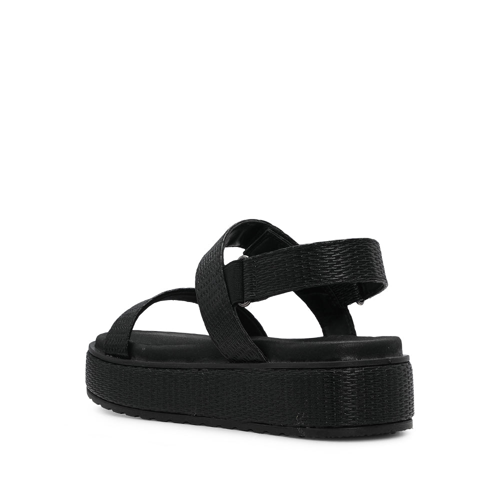 Sandália Plataforma Mulher Gravado Preto