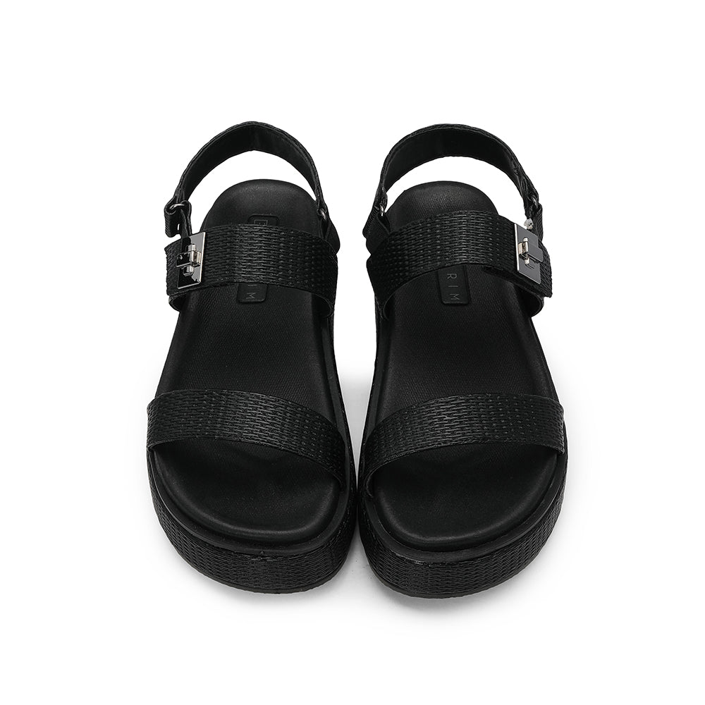 Sandália Plataforma Mulher Gravado Preto