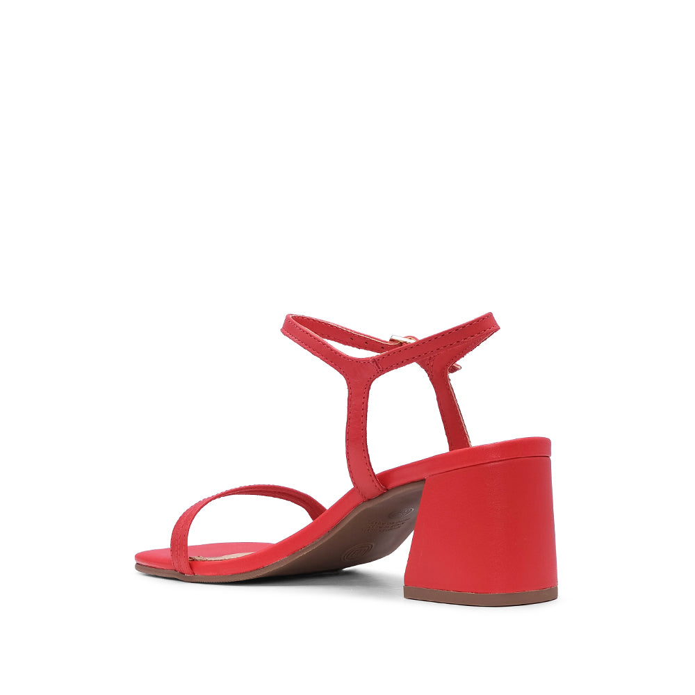 Sandália Salto Médio Mulher Pele Vermelho