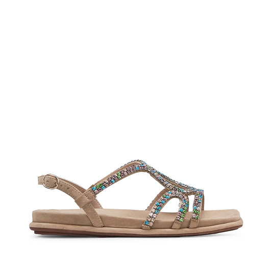 Sandália Salto Raso Mulher Metalizado Multicolor