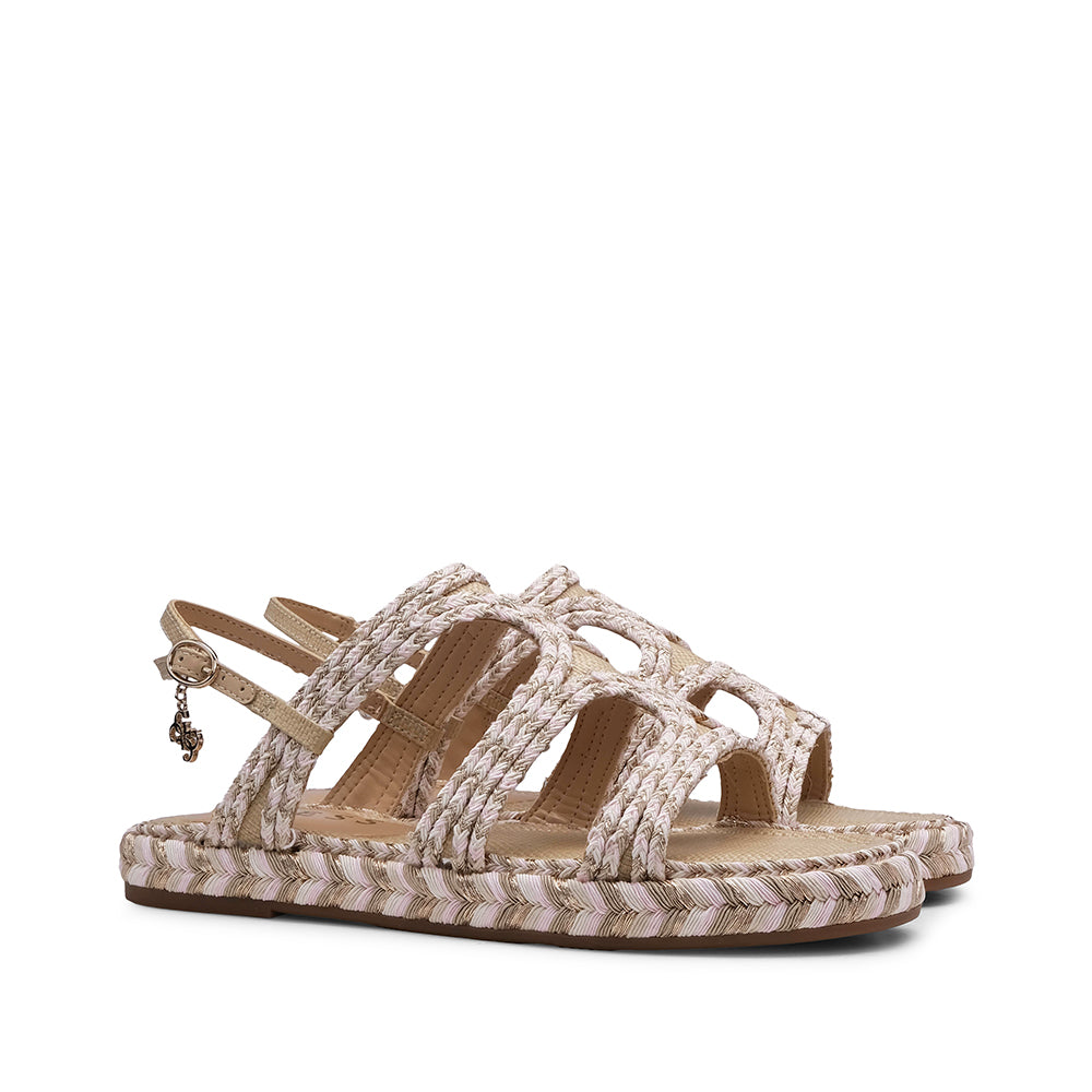 Sandália Salto Raso Mulher Bege