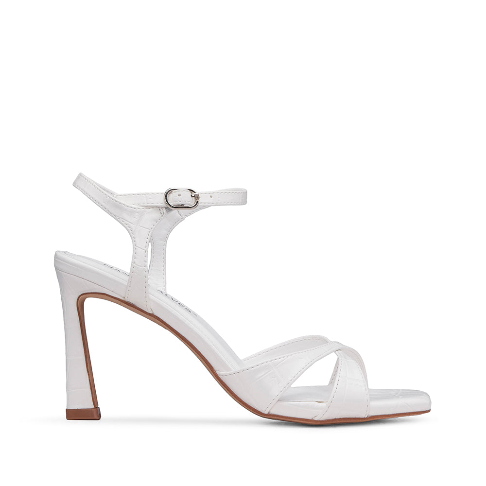 Sandália Salto Alto Mulher Animal Print Branco