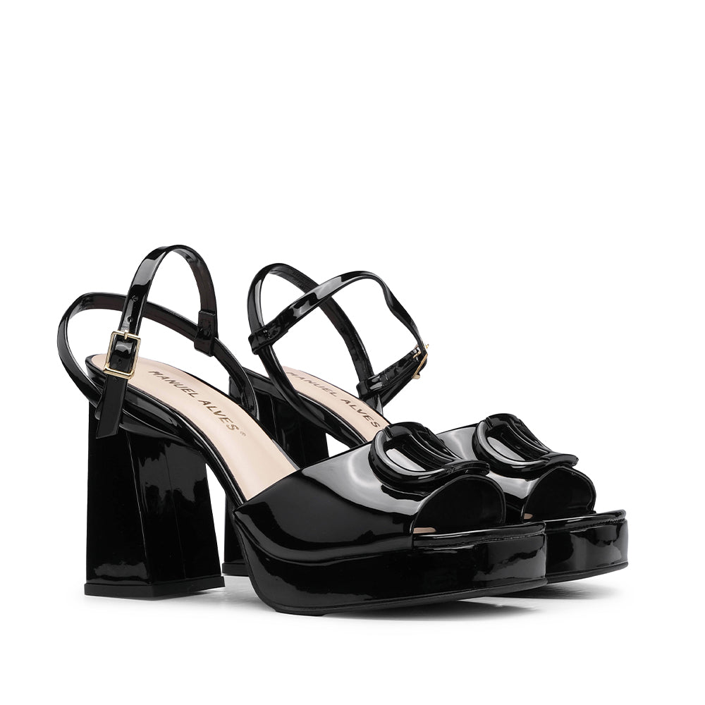 Sandália Salto Alto Mulher Verniz Preto