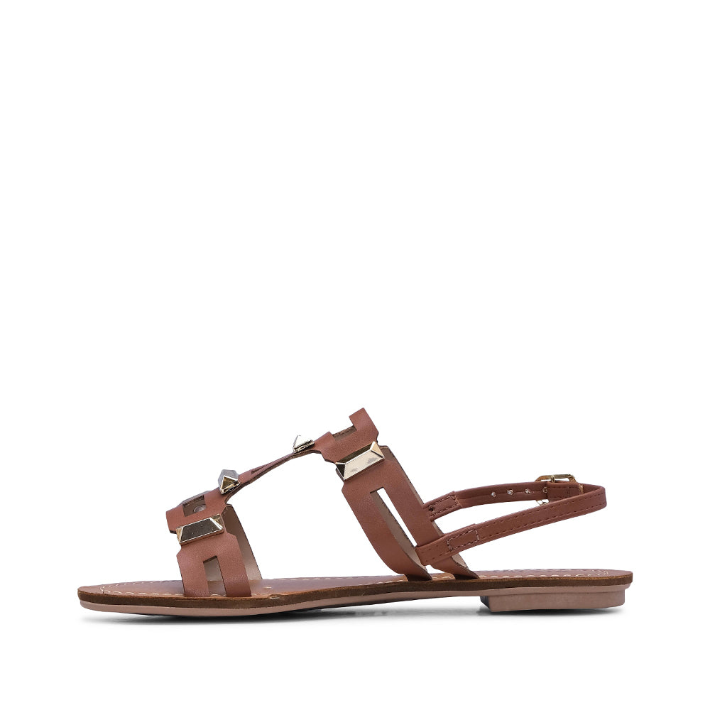Sandália Salto Raso Mulher Camel
