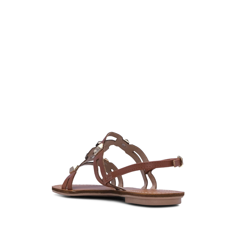 Sandália Salto Raso Mulher Camel