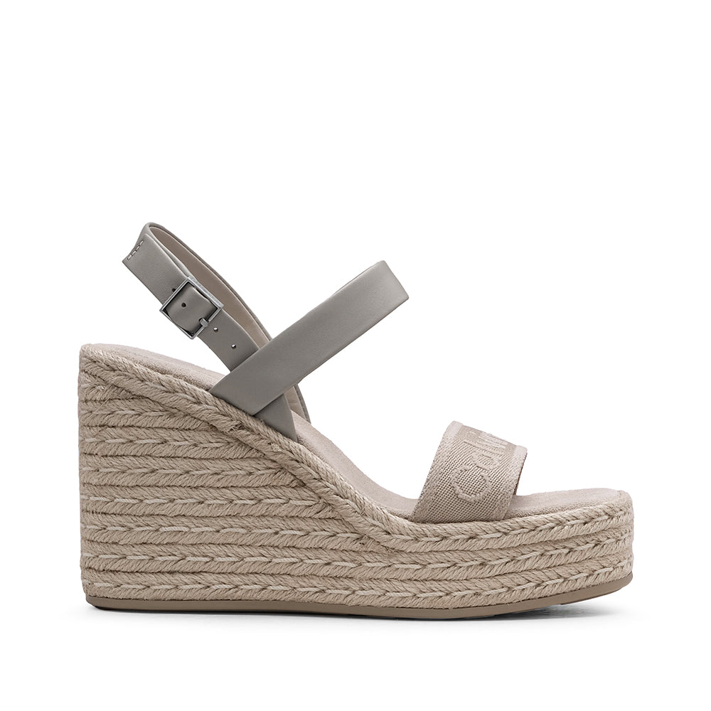 Sandália Salto Cunha Mulher Pele Sintética Bege