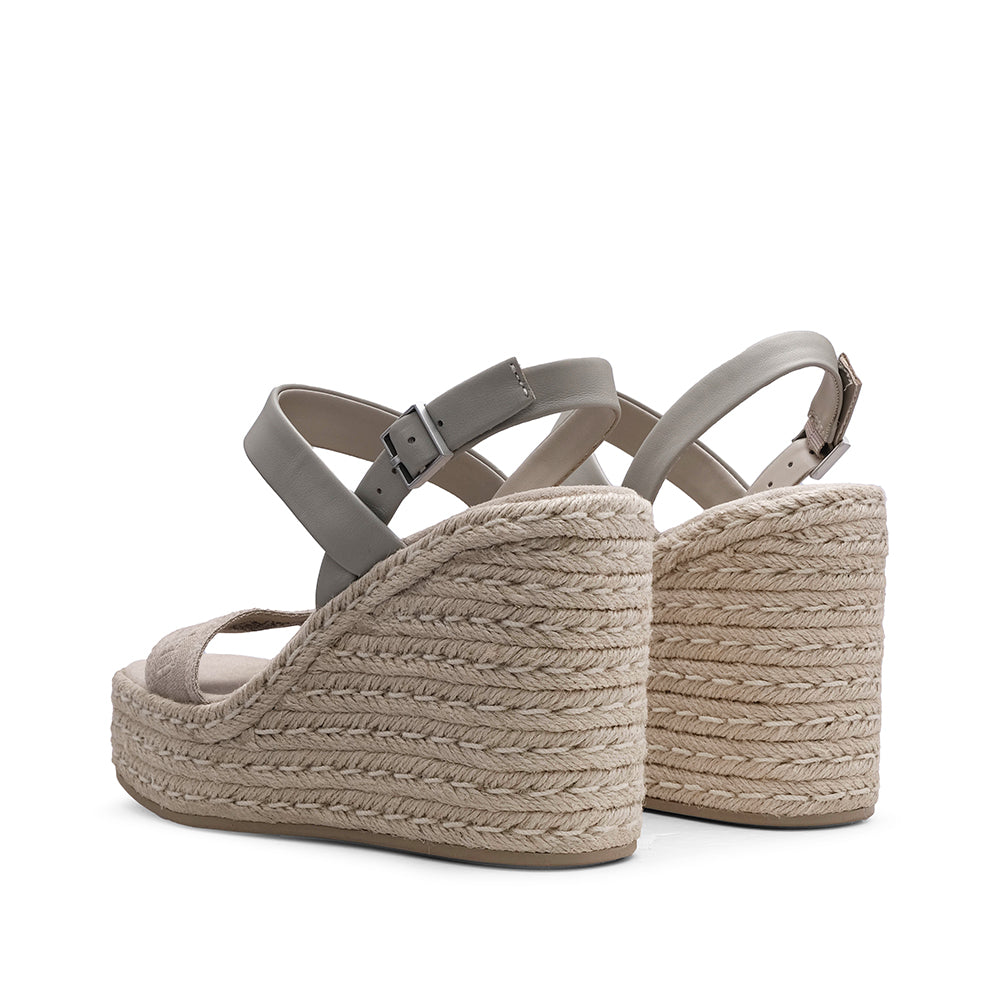 Sandália Salto Cunha Mulher Pele Sintética Bege