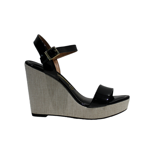 Sandália Salto Cunha Mulher Verniz Preto