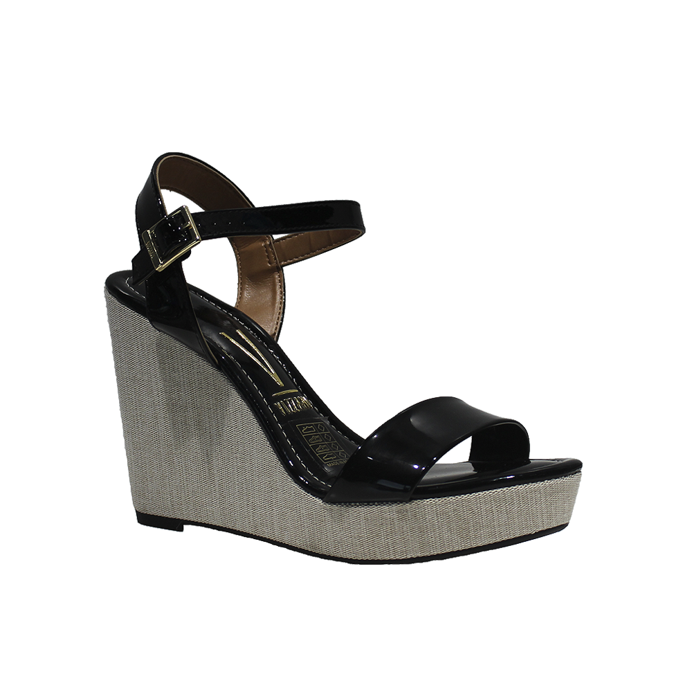 Sandália Salto Cunha Mulher Verniz Preto