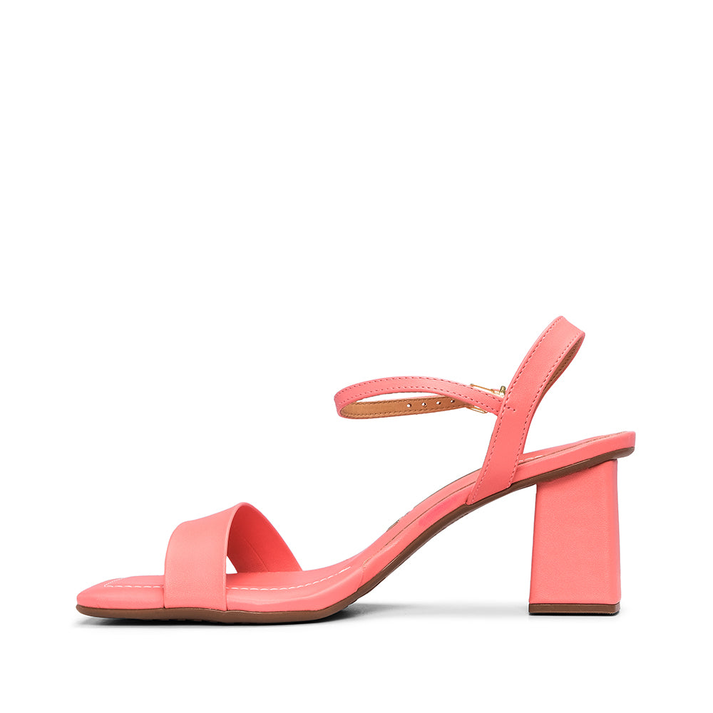 Sandália Salto Alto Mulher Pele Sintética Coral