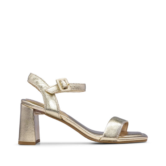 Women's High Heel Sandal in Metallic Gold