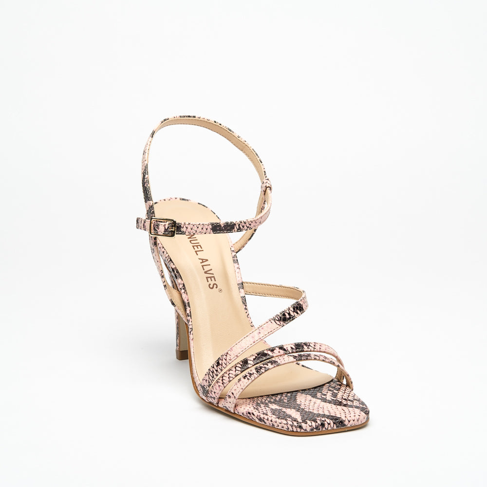 Sandália Salto Alto Mulher Animal Print Nude