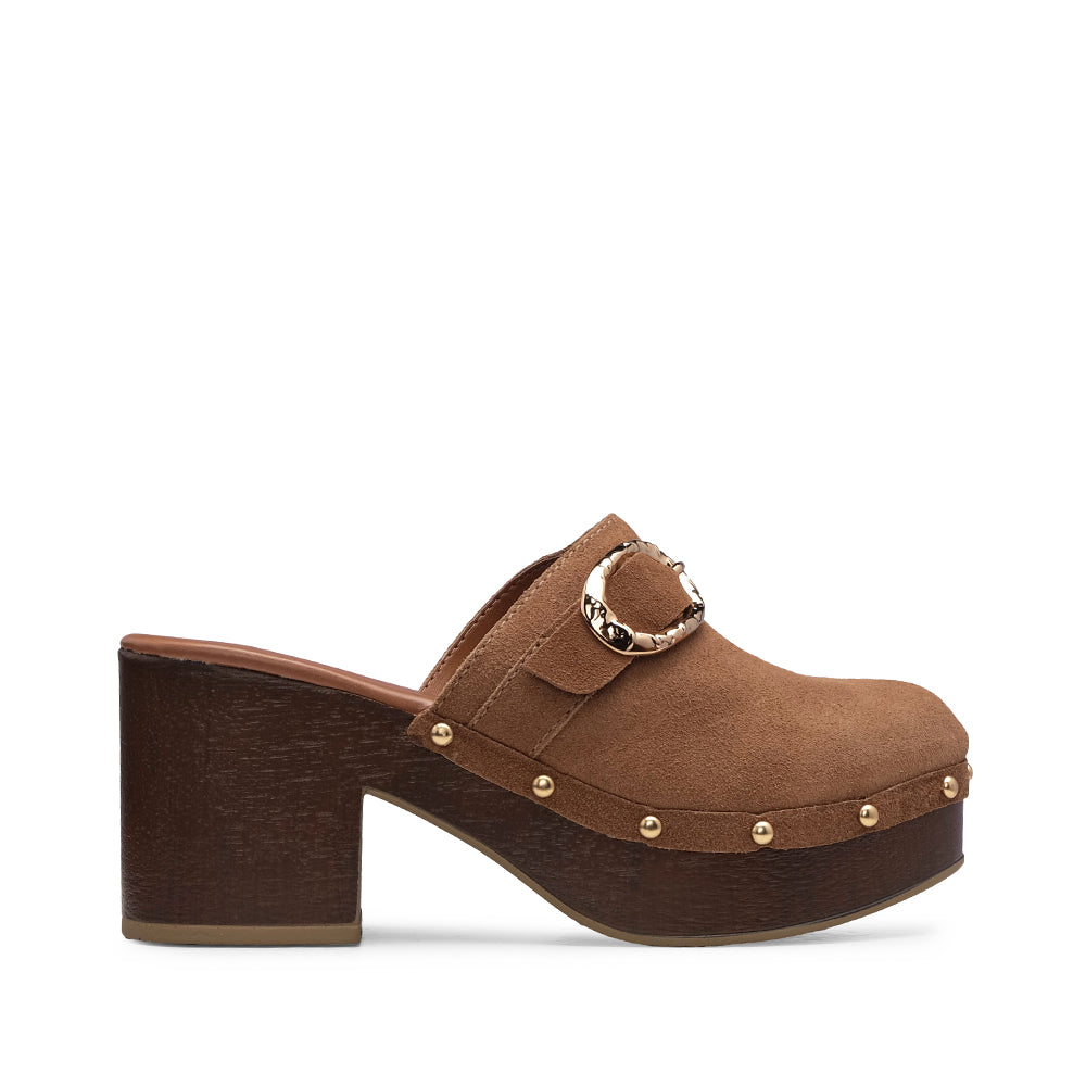 Soca Salto Cunha Mulher Camurça Camel