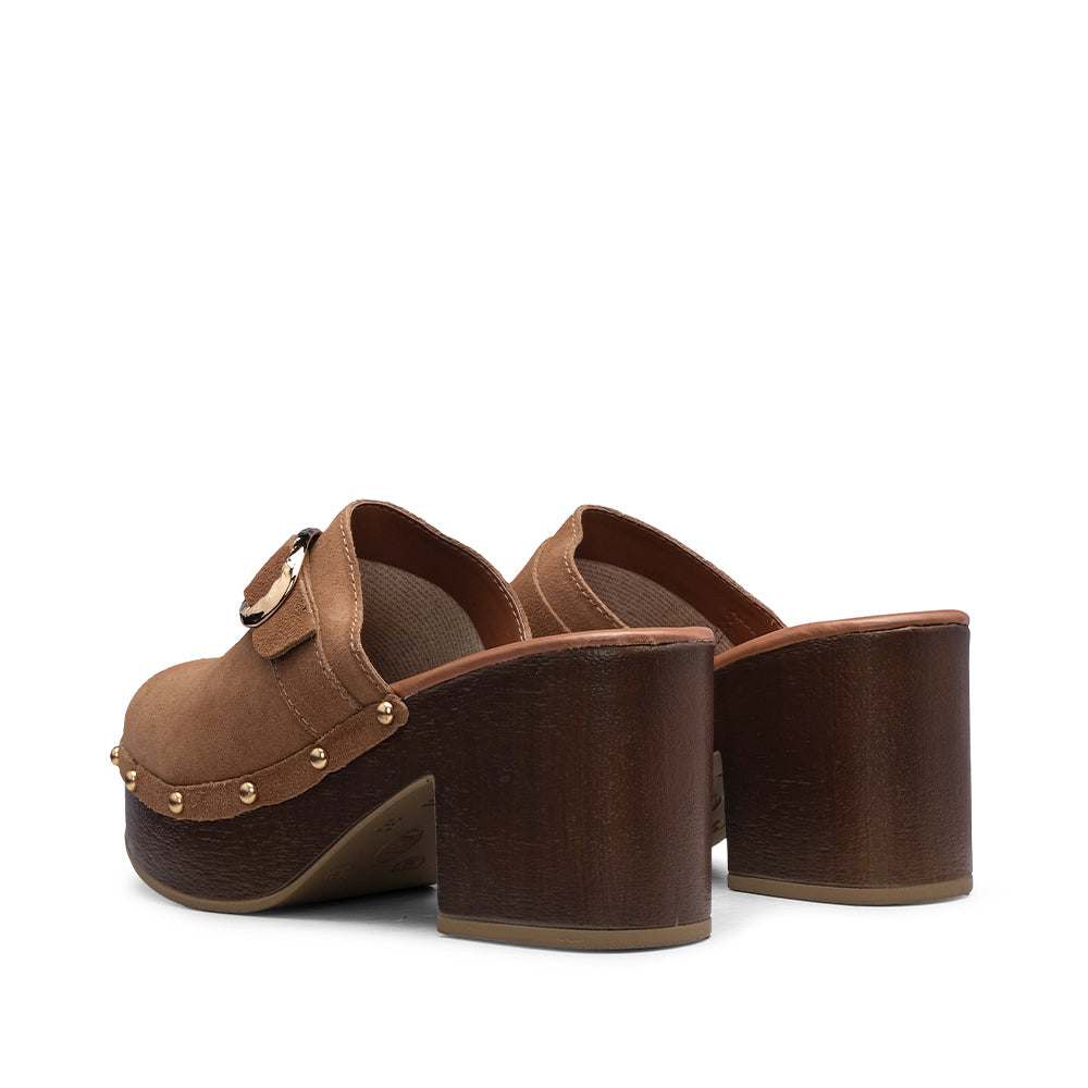 Soca Salto Cunha Mulher Camurça Camel