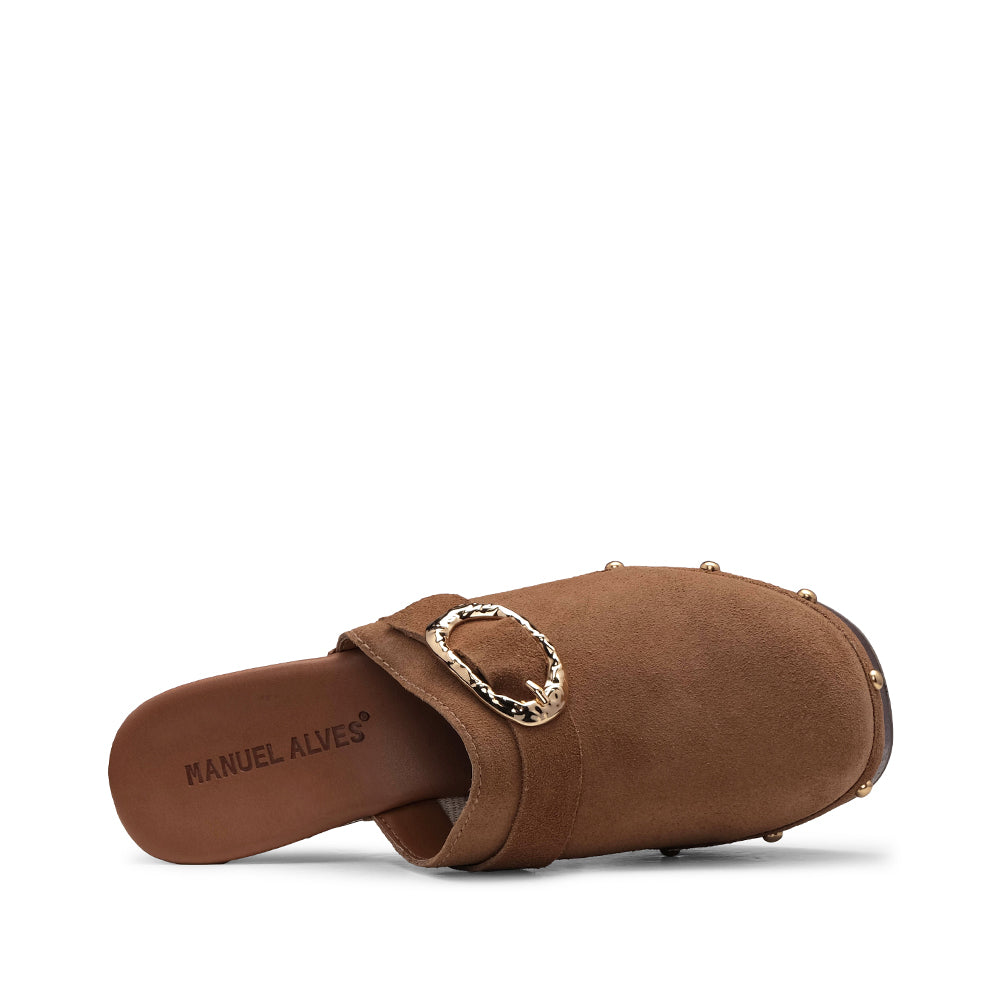 Soca Salto Cunha Mulher Camurça Camel