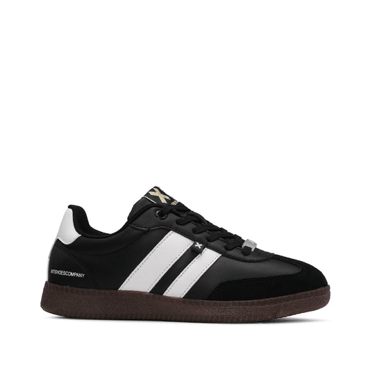 Zapatillas deportivas casuales para mujer en piel sintética, color negro