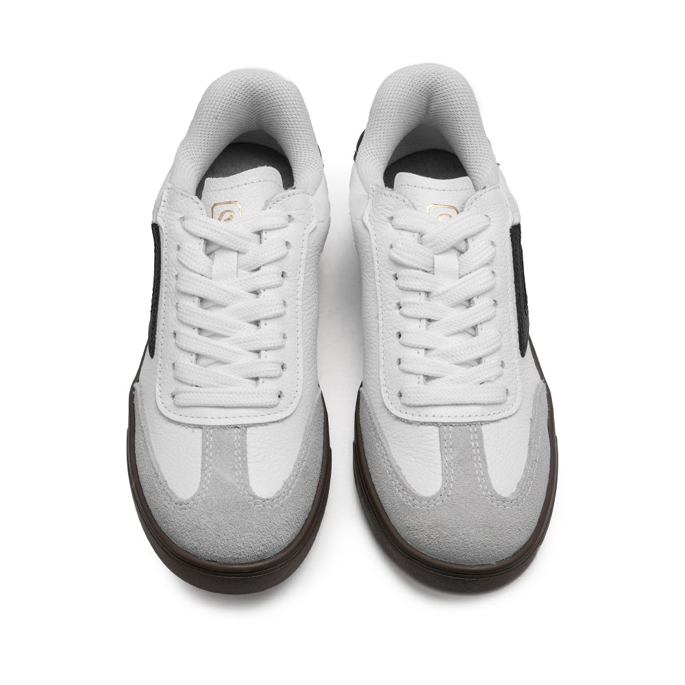 Sapatilha Casual Mulher Pele Branco E Preto