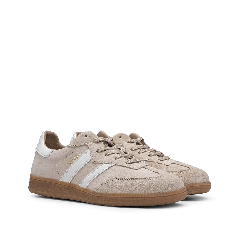 Sapatilha Casual Mulher Camurça Bege E Branco