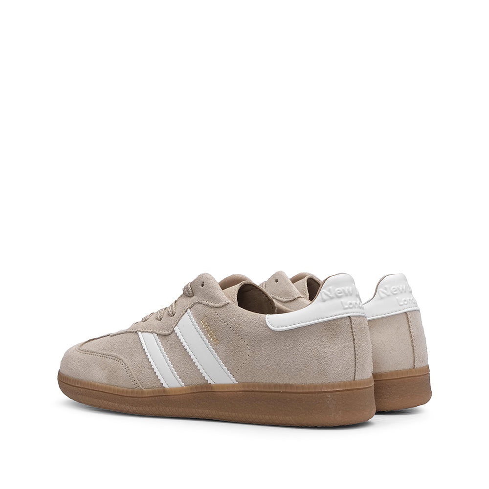 Sapatilha Casual Mulher Camurça Bege E Branco