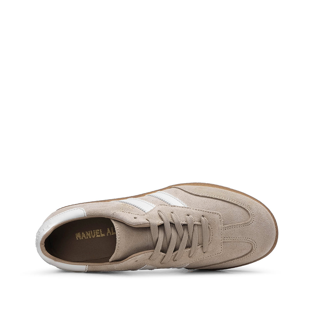 Sapatilha Casual Mulher Camurça Bege E Branco