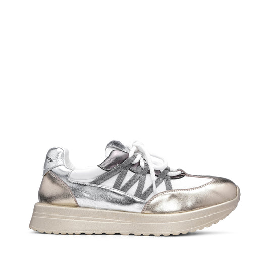 Sapatilha Casual Mulher Metalizado Branco E Ouro