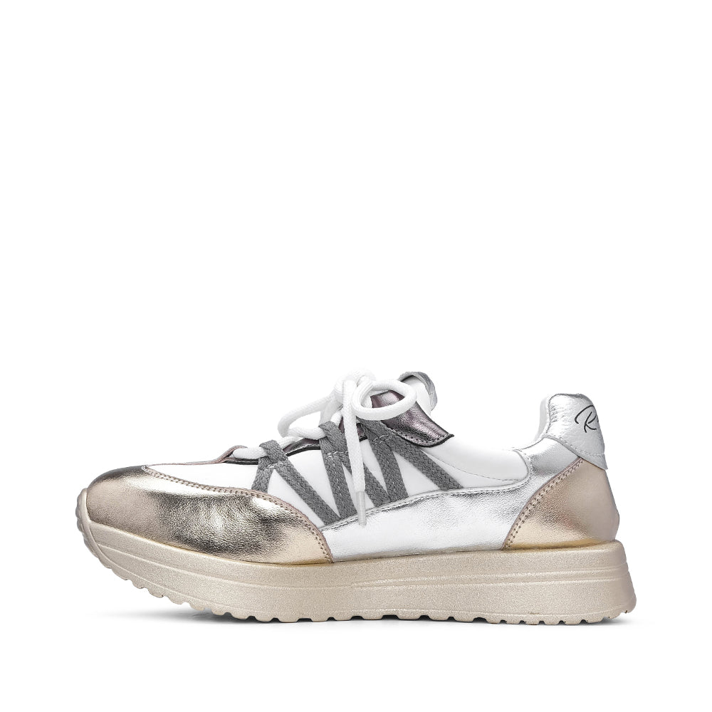 Sapatilha Casual Mulher Metalizado Branco E Ouro