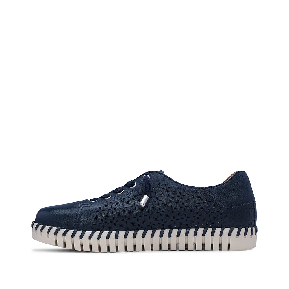 Sapatilha Conforto Mulher Pele Azul Marinho