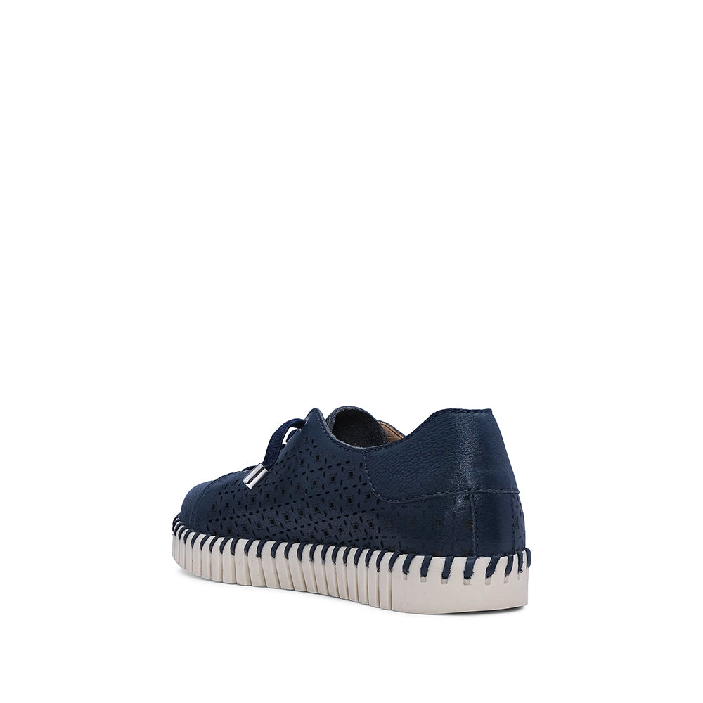 Sapatilha Conforto Mulher Pele Azul Marinho