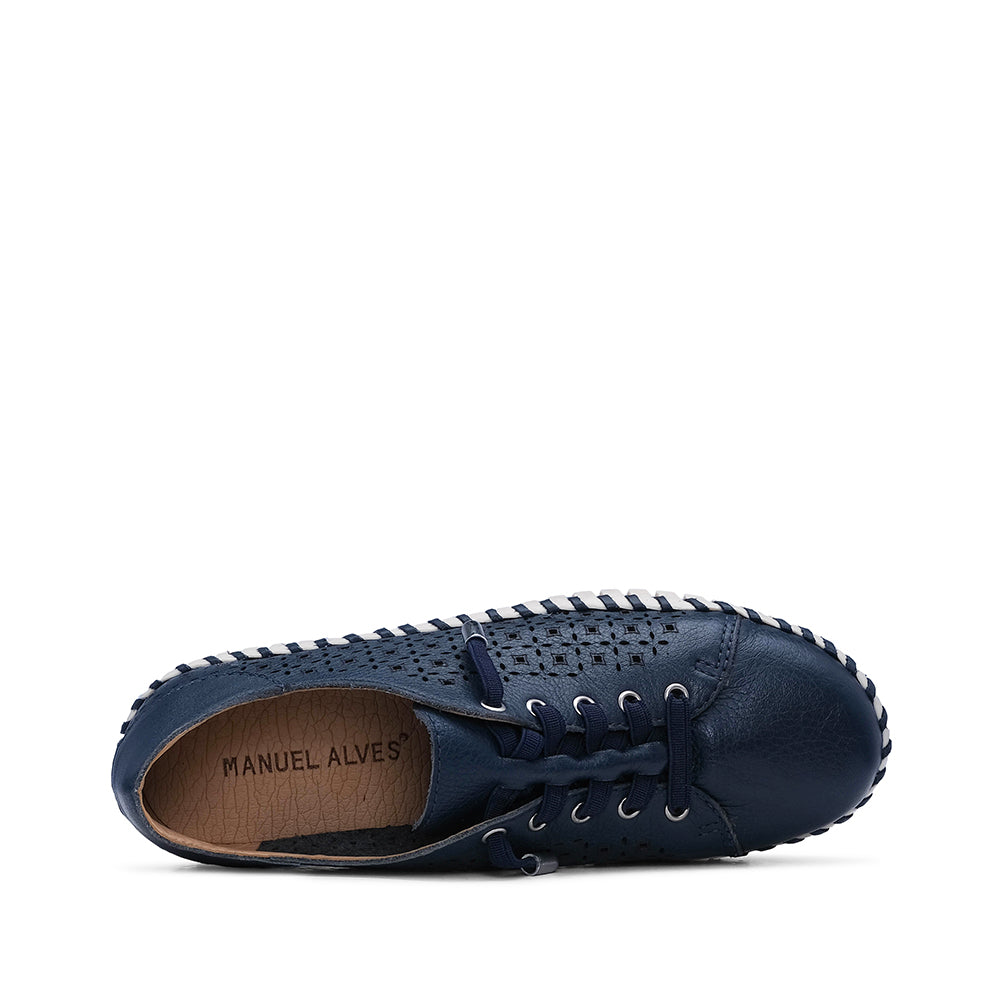Sapatilha Conforto Mulher Pele Azul Marinho