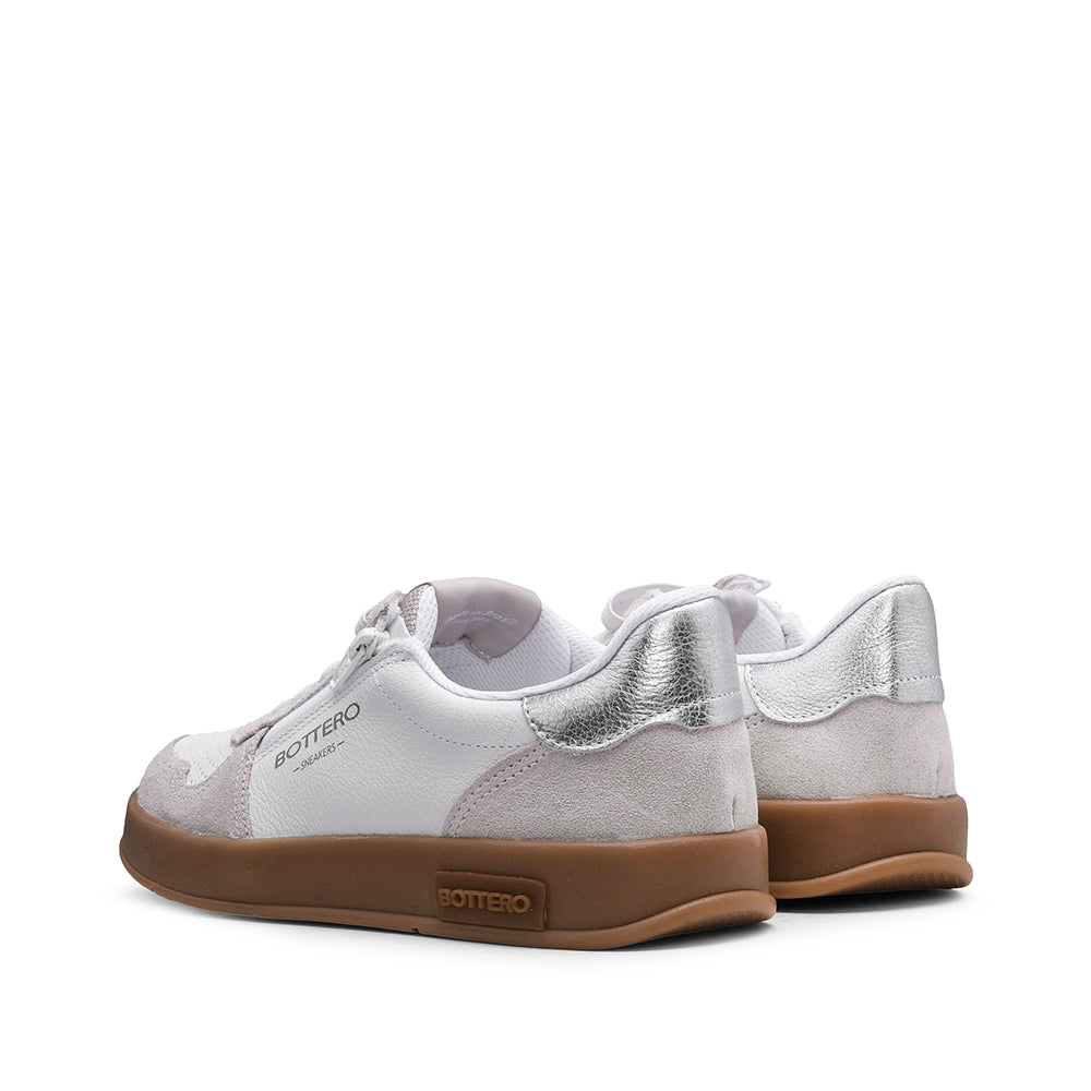 Sapatilha Casual Mulher Camurça Branco E Cinza