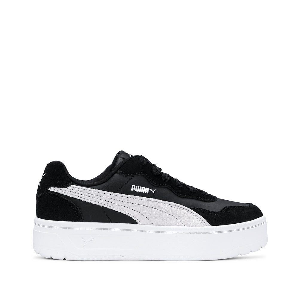 Sapatilha Casual Mulher Camurça Court Lally Skye Preto Preto E Branco