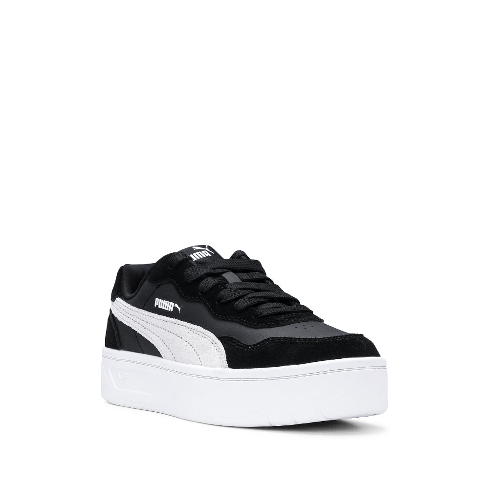 Sapatilha Casual Mulher Camurça Court Lally Skye Preto Preto E Branco